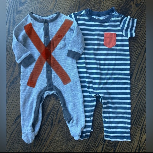 7 For All Mankind Blue and Gray Striped One Piece - Picture 1 of 5